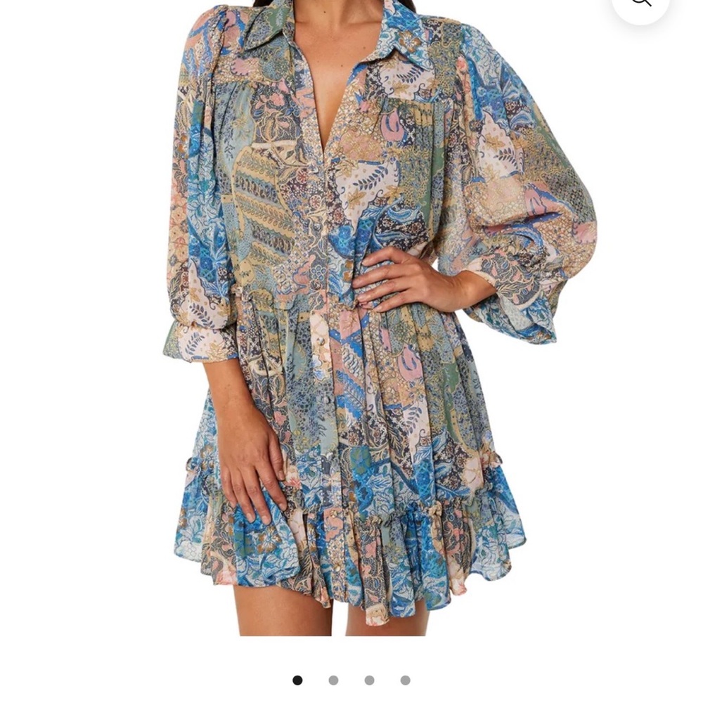 MISA Los Angeles Mita Patchwork Printed Shirtdress New size medium